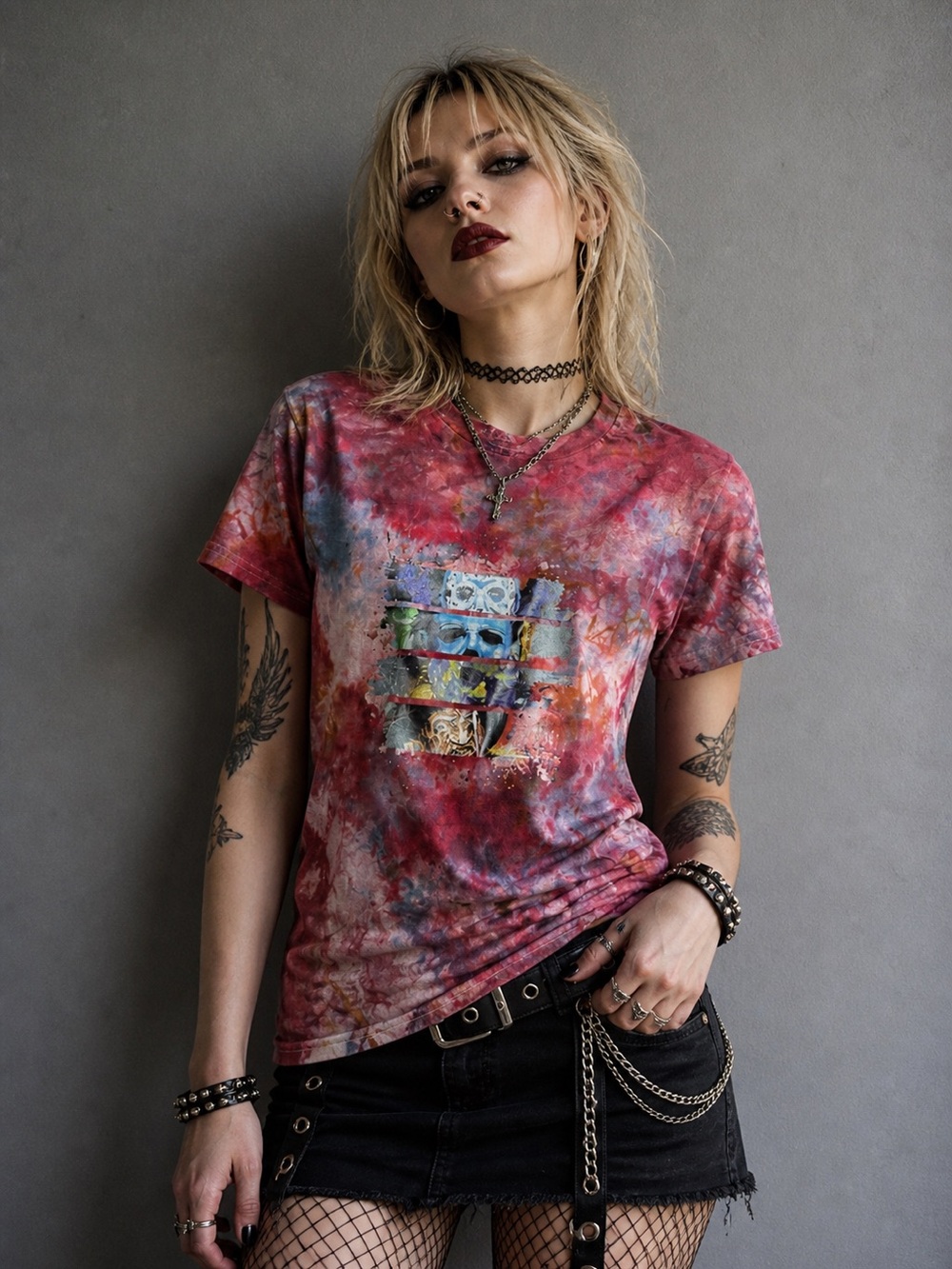 Gildan Ice Dyed Horror Movie Tshirt Small